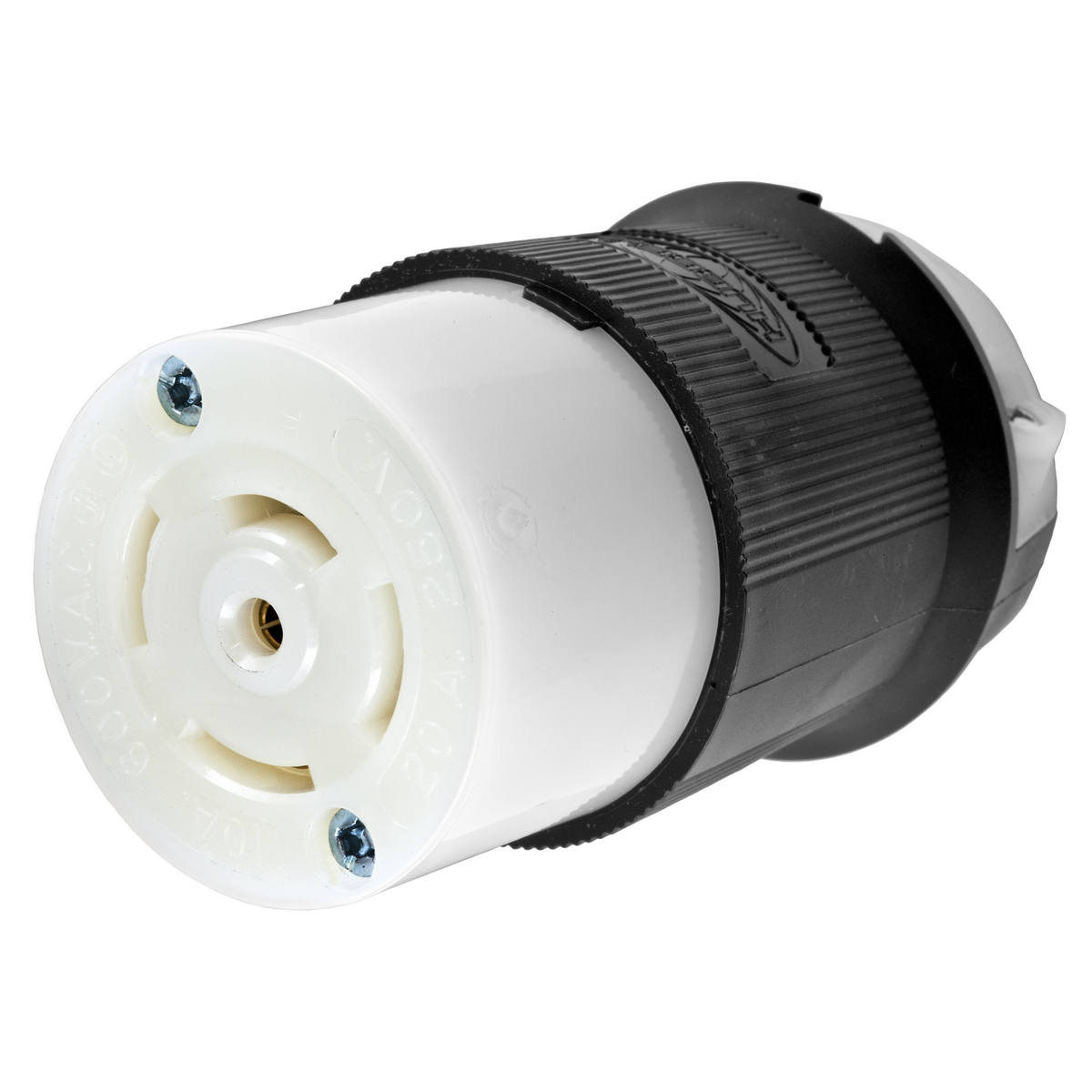 HBL3523C HBL Grounding Heavy Duty Cord Mount Locking Connector, 600 V AC/250 V DC, 20/10 A, 4 Poles, 5 Wires, Black/White