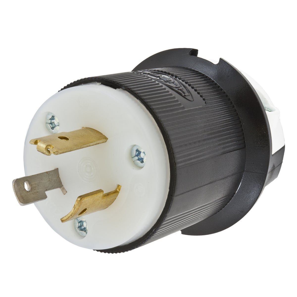 HBL3721 1-Phase Grounding Cord Mount Locking Plug, 347 V AC, 20 A, 2 Poles, 3 Wires, Black/White