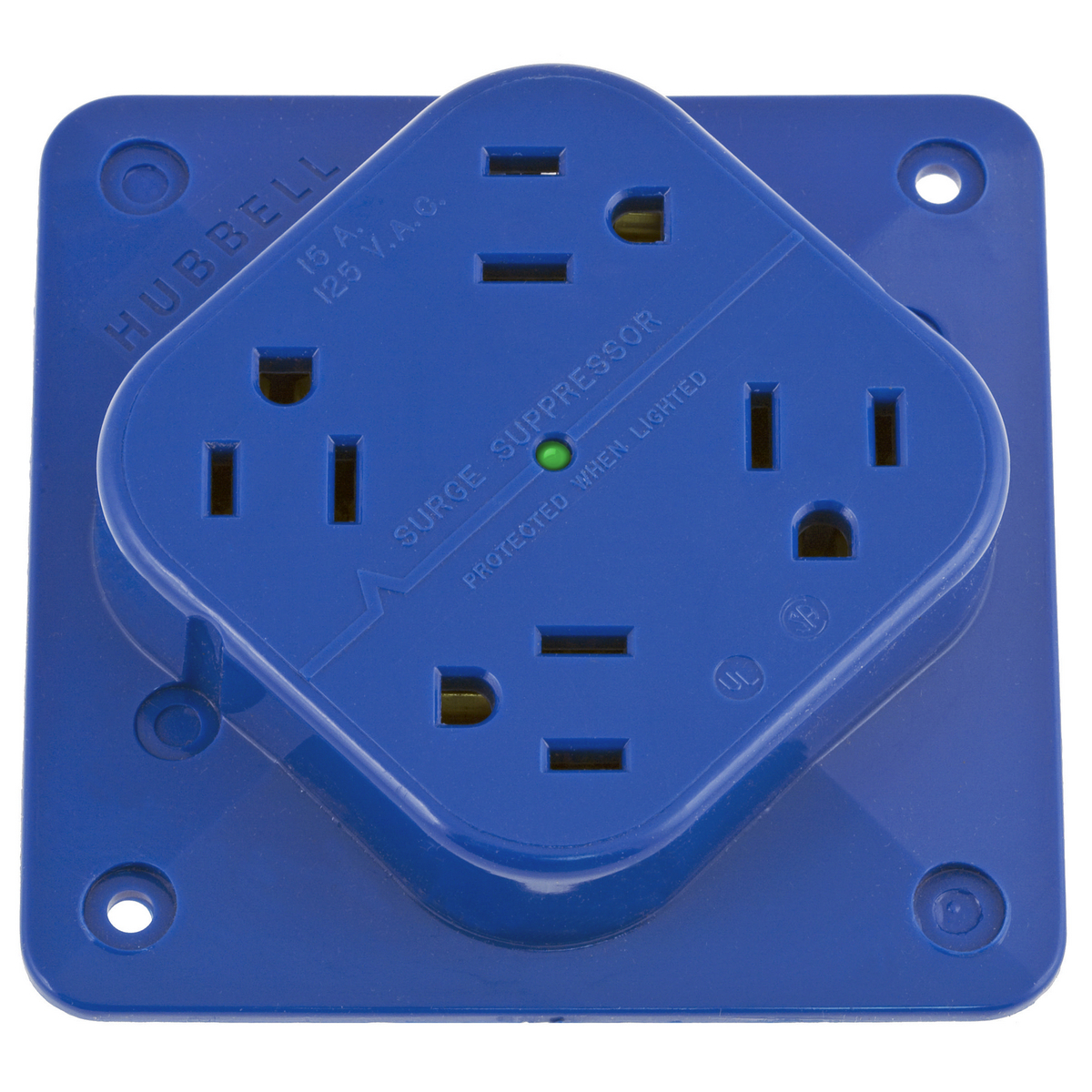 4-PLEX HBL415S Duplex Specification Grade Standard Surge Suppression Receptacle With LED, 125 V AC, 15 A, 60 Hz, 1 Phase