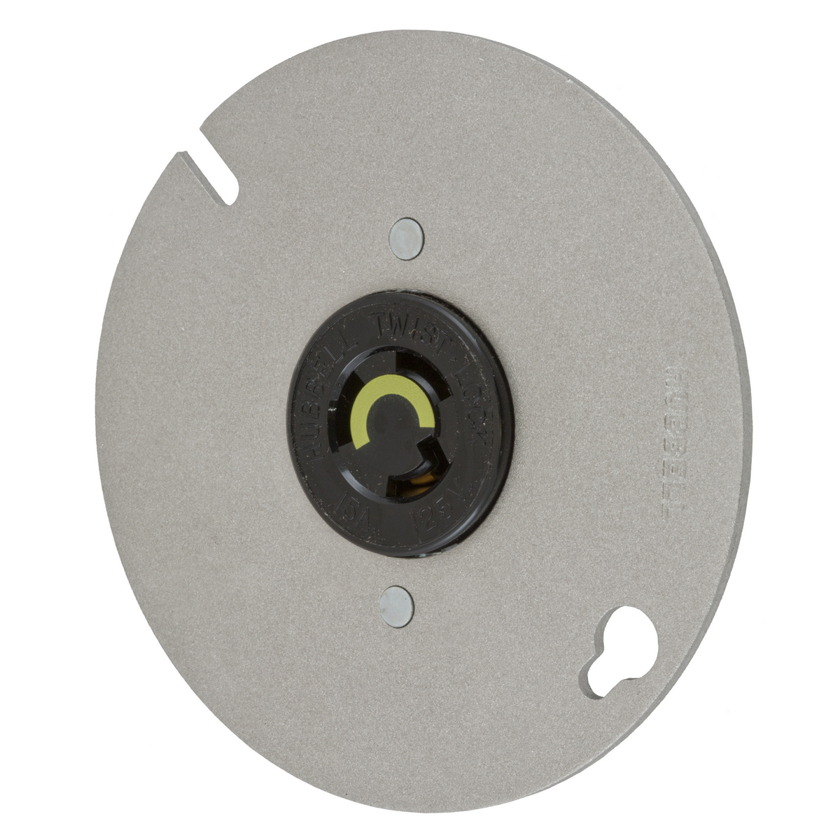HBL4711 1-Phase Heavy Duty Grounding Standard Single Screw Mount Locking Receptacle, 125 V AC, 15 A, 2 Poles, 3 Wires, Black