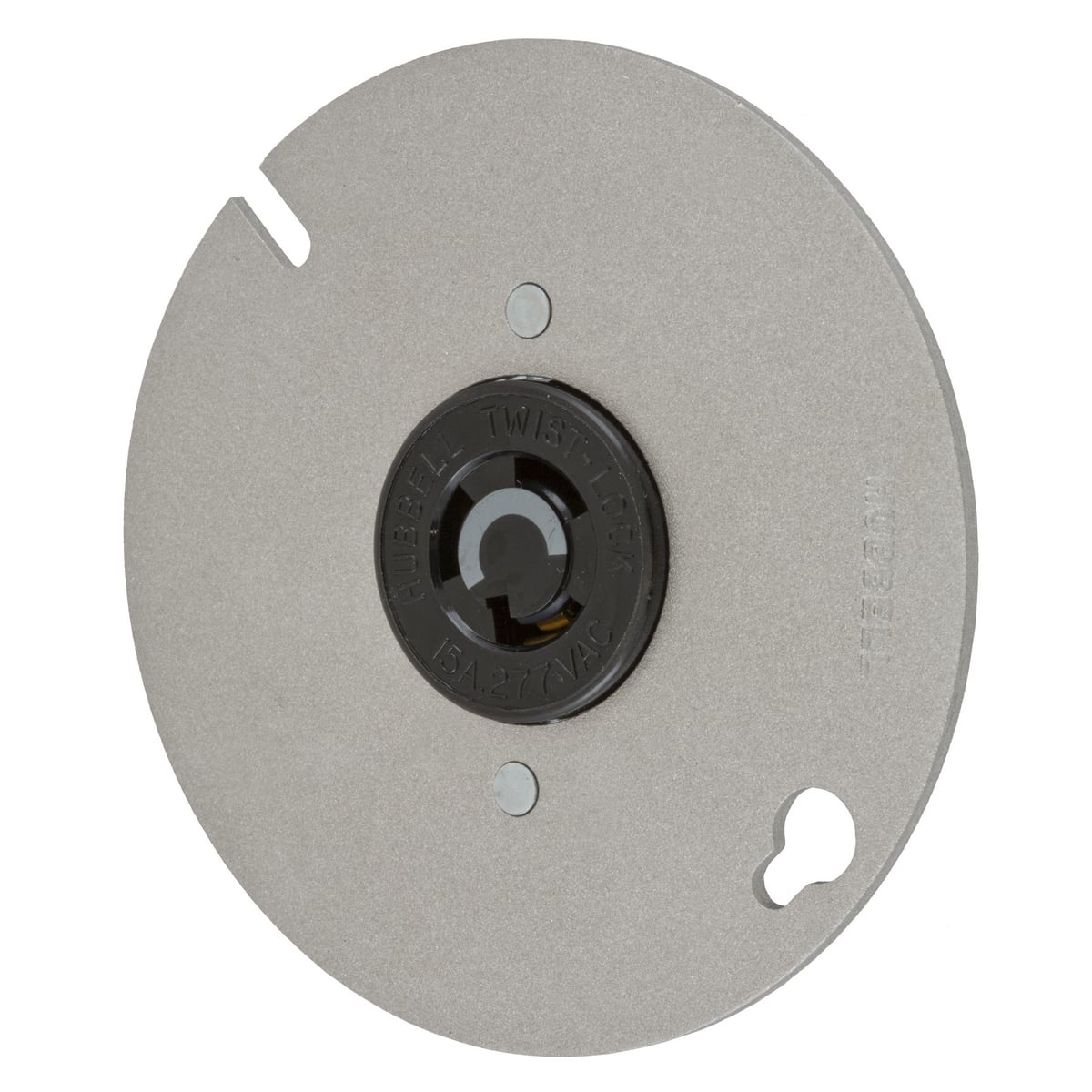 HBL4761 1-Phase Flush Mount Heavy Duty Grounding Standard Single Screw Mount Locking Receptacle, 277 V AC, 15 A, 2 Poles, 3 Wires, Black