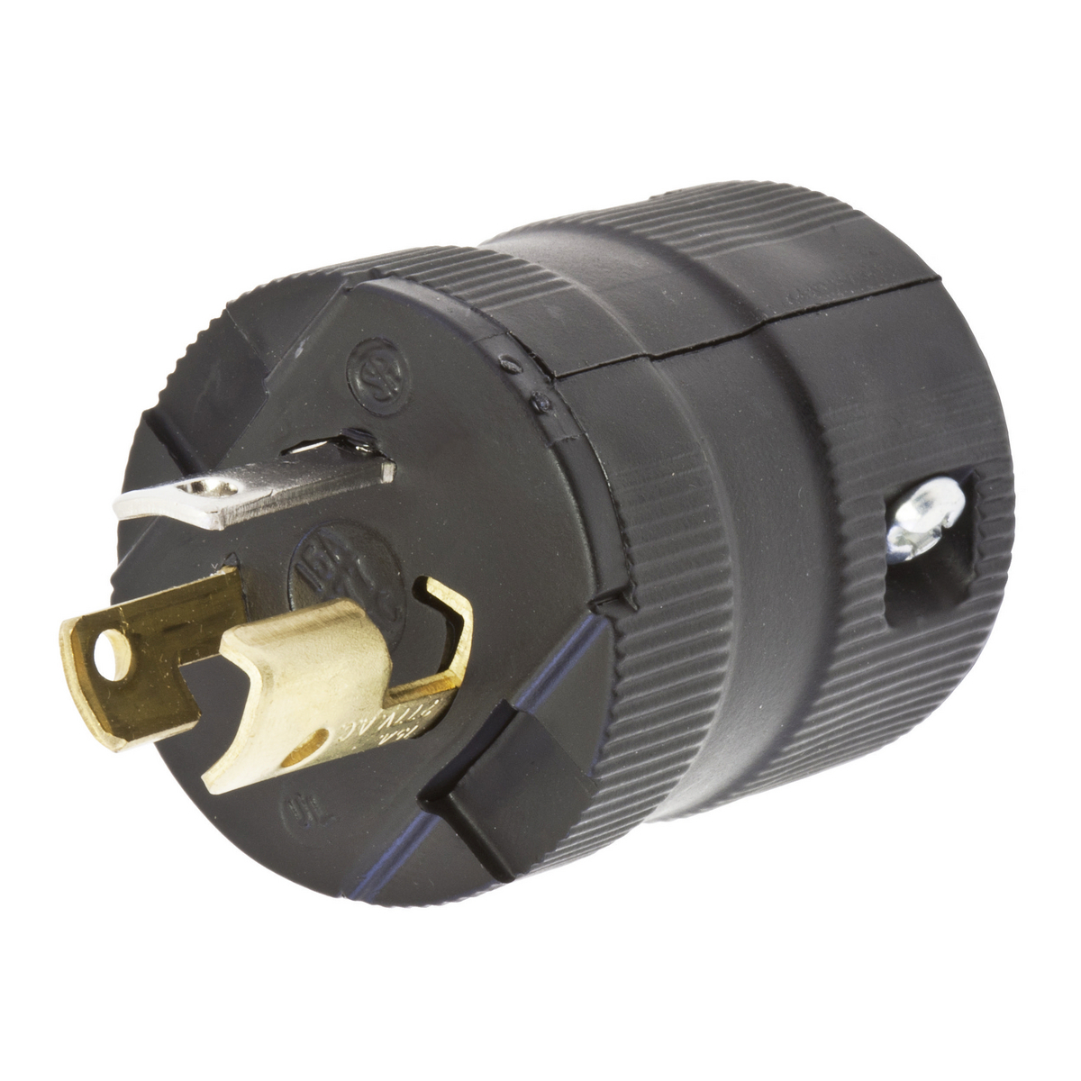 HBL4773VBK 1-Phase Grounding Male Standard Cord Mount Locking Plug, 277 V AC, 15 A, 2 Poles, 3 Wires, Black