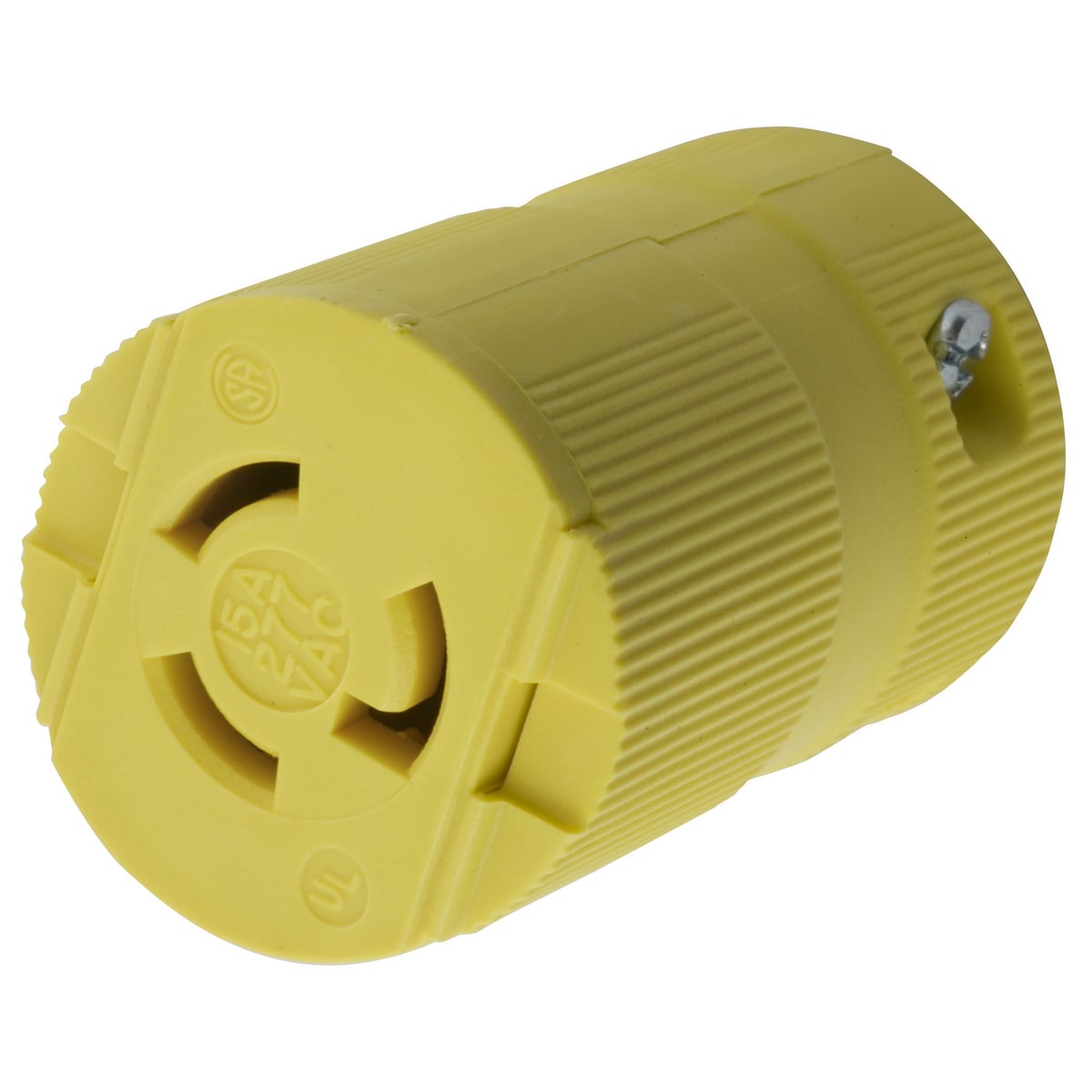 HBL4779VY Female Grounding Standard Cord Mount Locking Connector, 277 V AC, 15 A, 2 Poles, 3 Wires, Yellow