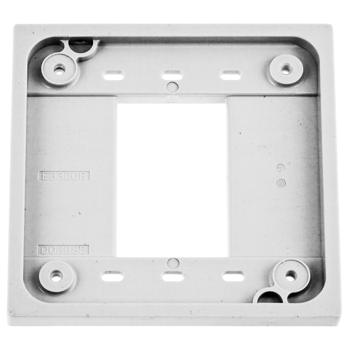 HBL4APW Quad Straight Blade Standard Receptacle Adapter Plate, 4.78 in L x 4.78 in W x 0.58 in D, For Use With 1, 2-Gang, 4 in Square Device Box, QuadPlex Receptacle, Polycarbonate