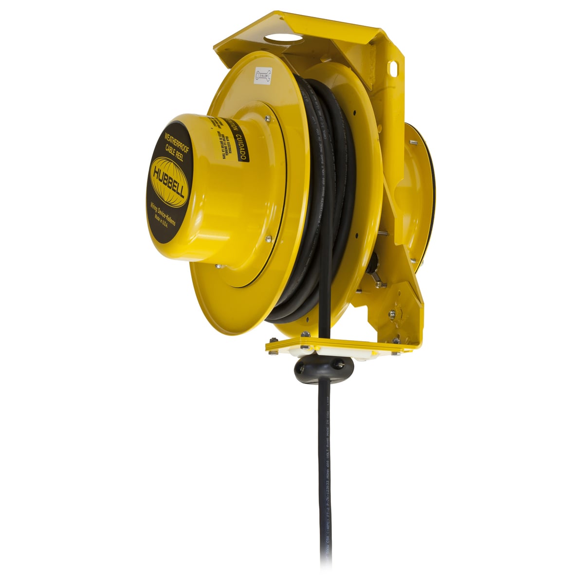 HBL501042W Heavy Duty Cord Reel, 600 V AC, 20 A, 50 ft L Cord, 10 to 4 AWG Conductor