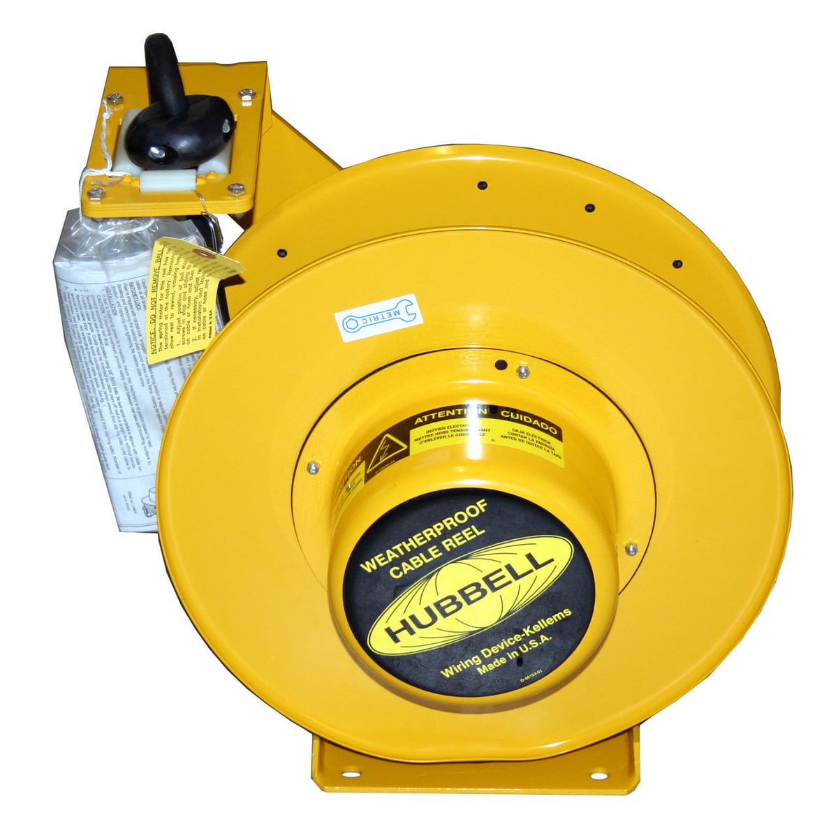 HBL501232W Heavy Duty Cord Reel, 600 V AC, 20 A, 50 ft L Cord, 12 to 3 AWG Conductor