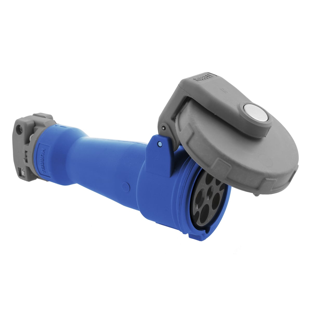 HBL516C1W Female Heavy Duty Insulated Non-NEMA Standard Watertight Cord Mount Pin and Sleeve Connector, 220 to 380/240 to 415 V AC, 16 A, 4 Poles, 5 Wires, Blue