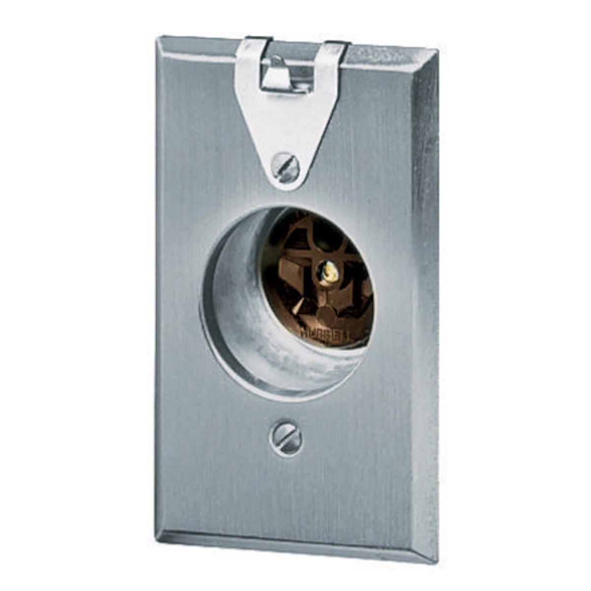 HBL5235 1-Phase Grounding Standard Sized Screw Mount Clock Hanger Receptacle, 125 V AC, 15 A, 2 Poles, 3 Wires, Brown