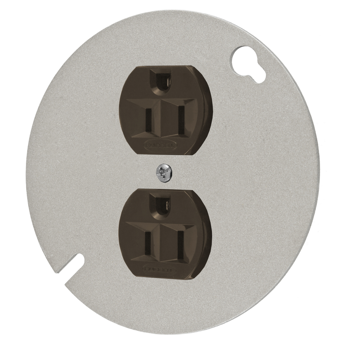 HBL5282 1-Phase Duplex Extra Grounding Heavy Duty Standard Sized Panel Mount Straight Blade Receptacle, 125 V AC, 15 A, 2 Poles, 3 Wires, Brown