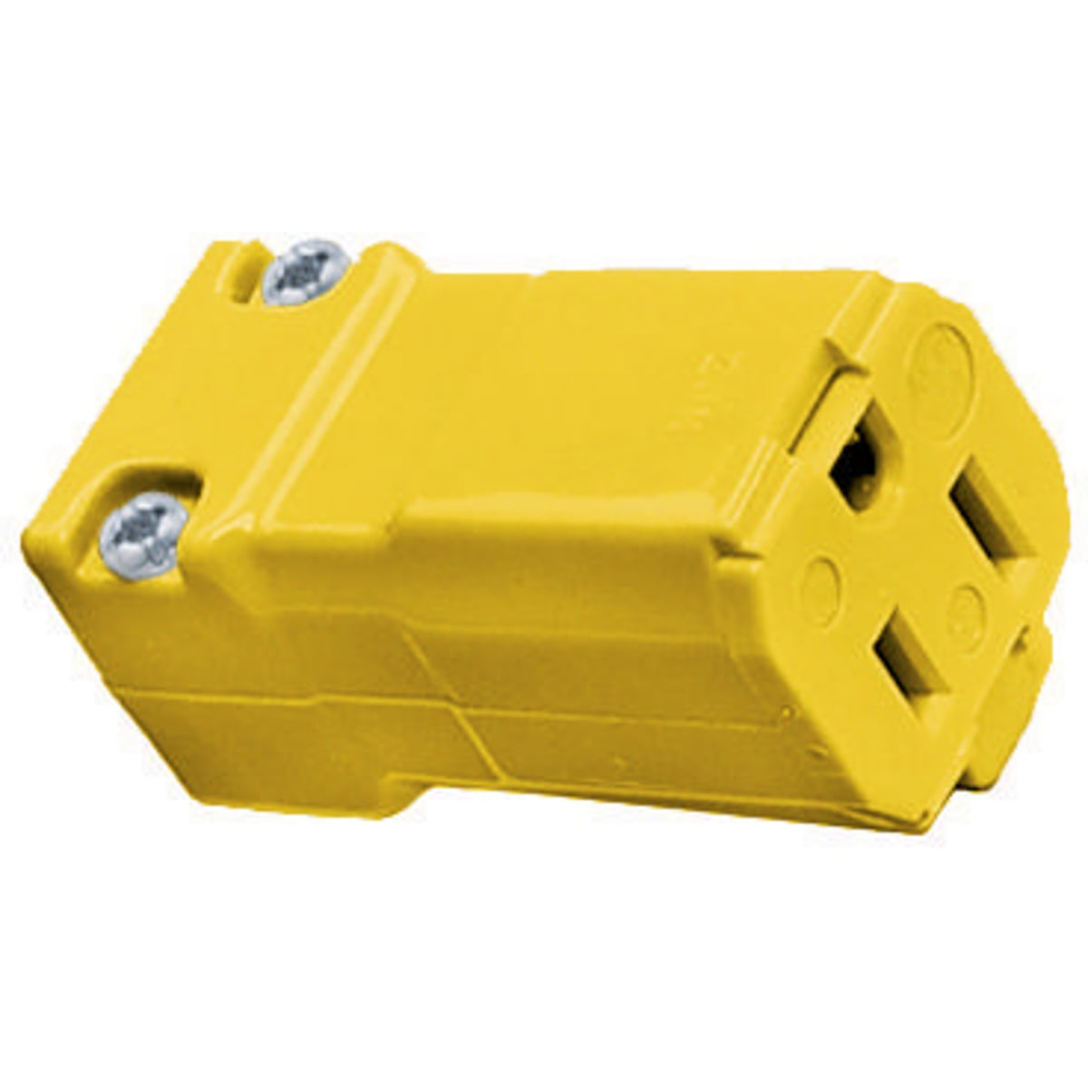 HBL52CM69V Corrosion-Resistant Female Standard Sized Straight Cord Mount Connector Body, 125 V AC, 15 A, 2 Poles, 3 Wires, Yellow