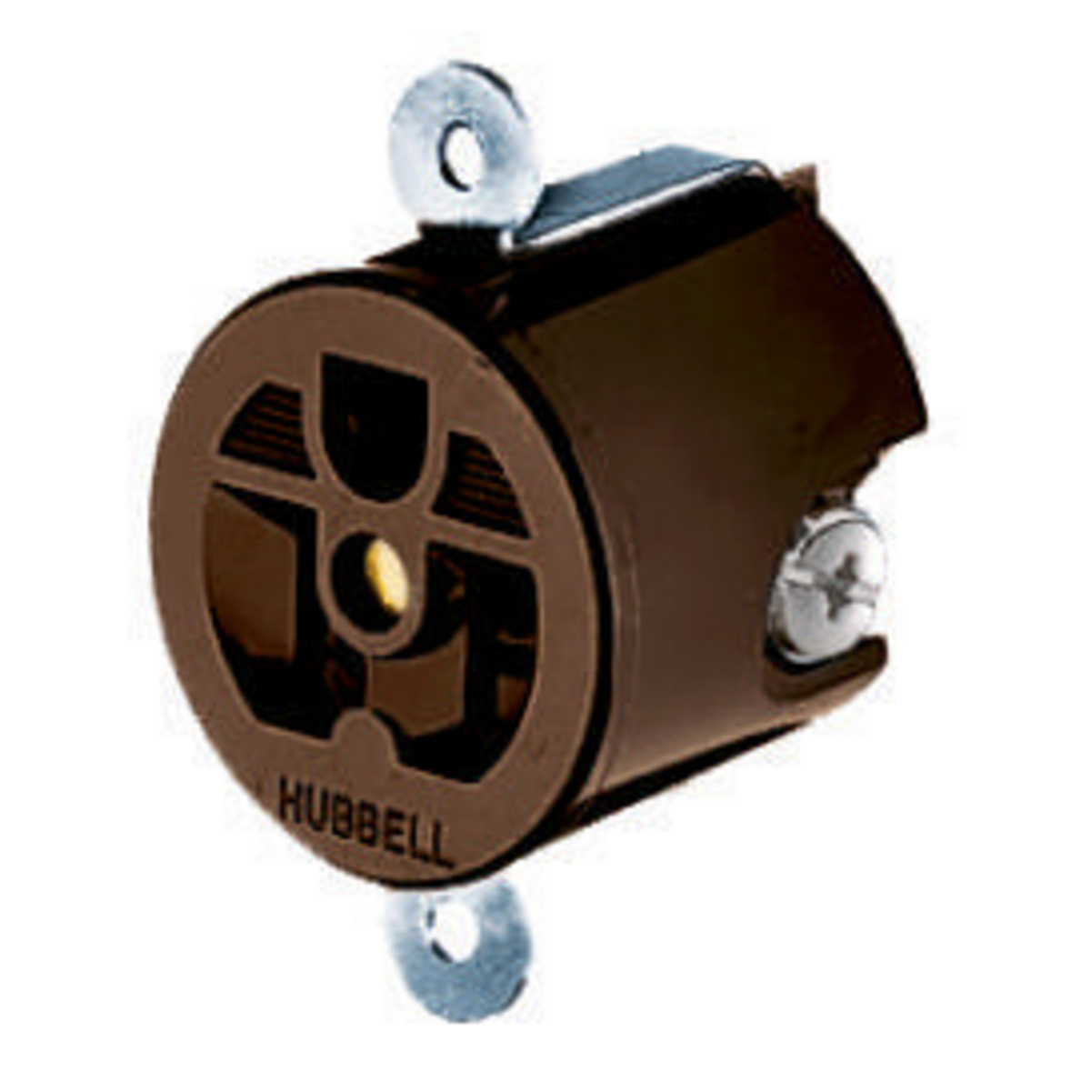 HBL5358 1-Phase Duplex Heavy Duty Standard Traditional Panel Mount Straight Blade Receptacle, 125 V AC, 20 A, 2 Poles, 3 Wires, Brown