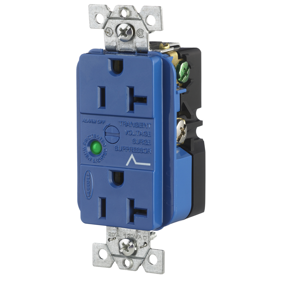 HBL5362SA Decorator Duplex Outlet Grounding Straight Blade Receptacle, 125 V AC, 20 A, 60 Hz, 1 Phase