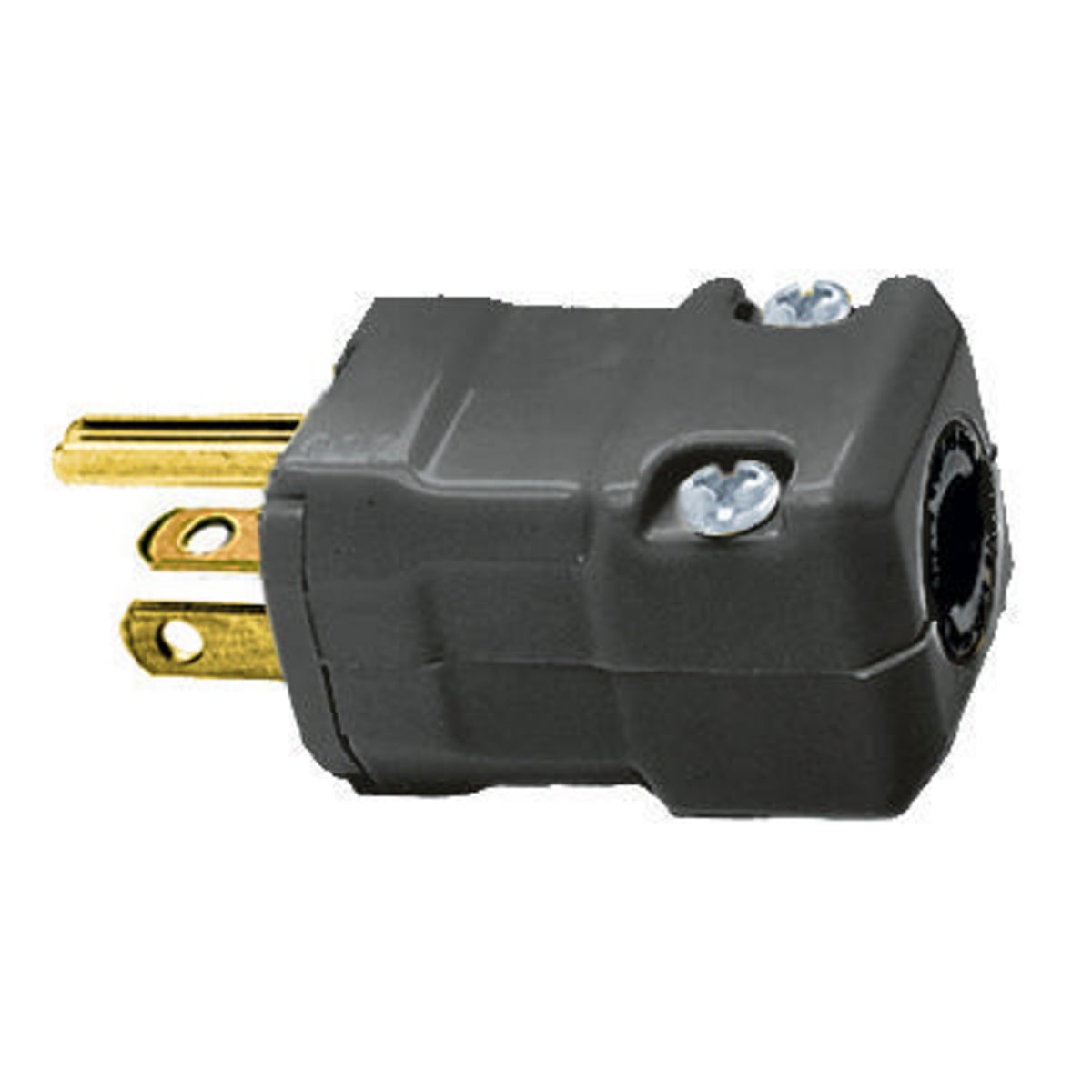 HBL5364VBK 1-Phase Grounding Male Portable Standard Cord Mount Straight Blade Plug, 125 V AC, 20 A, 2 Poles, 3 Wires, Black