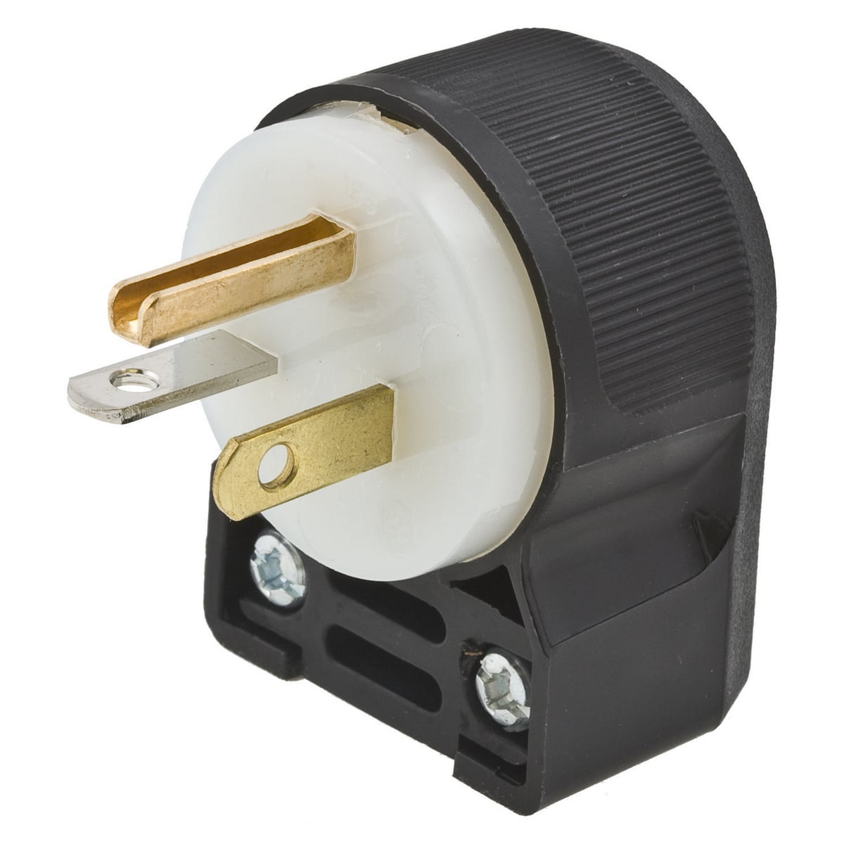 HBL5366CA 1-Phase Grounding Portable Standard Cord Mount Straight Blade Plug, 125 V AC, 20 A, 2 Poles, 3 Wires, Black/White