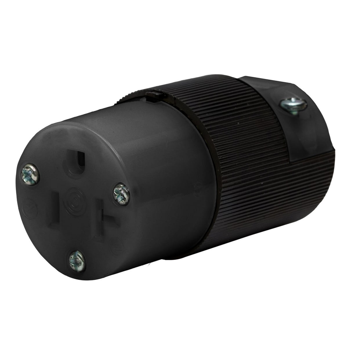 HBL5369VBK Female Standard Sized Straight Cord Mount Connector Body, 125 V AC, 20 A, 2 Poles, 3 Wires, Black
