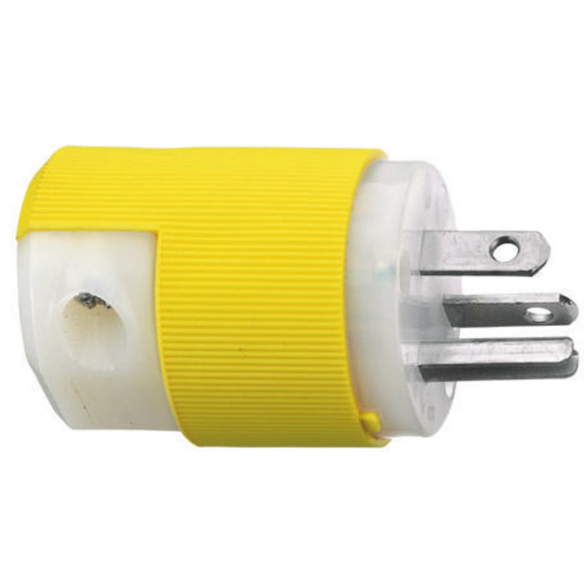HBL53CM66C 1-Phase Corrosion-Resistant Grounding Male Portable Standard Cord Mount Straight Blade Plug, 125 V AC, 20 A, 2 Poles, 3 Wires, Yellow