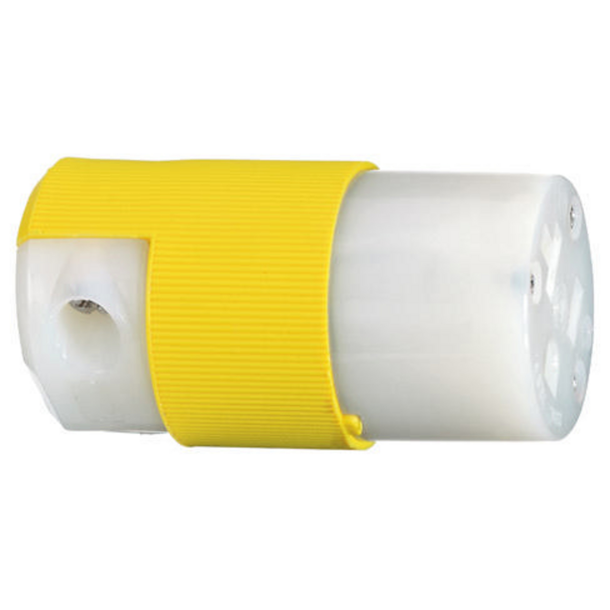 HBL53CM69C Female Grounding Insulated Standard Cord Mount Straight Blade Connector, 125 V AC, 20 A, 2 Poles, 3 Wires, Yellow