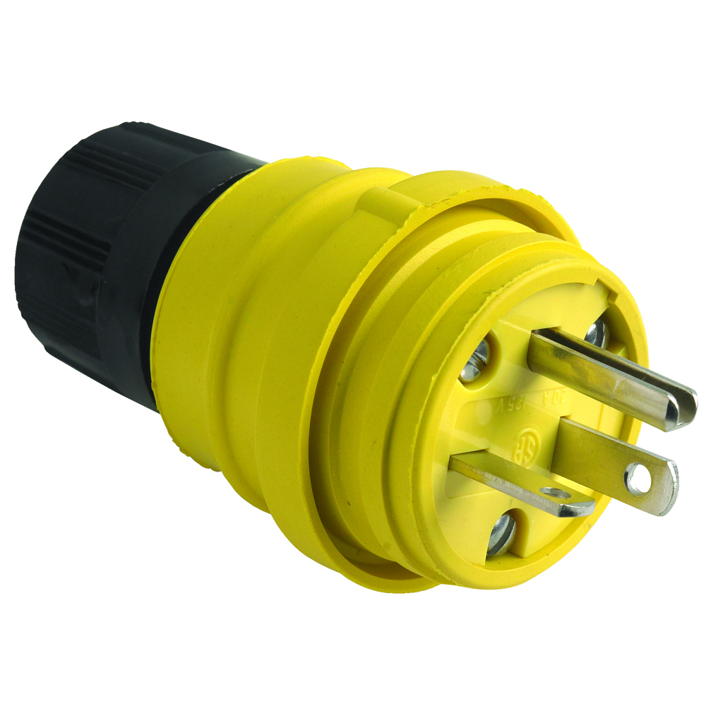 14W33 20 Amp, 125V Watertight Straight Blade Plug, Yellow