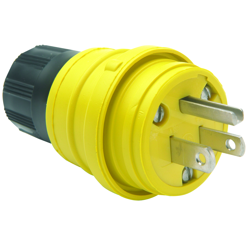 14W47 15 Amp, 125V Watertight Straight Blade Plug, Yellow