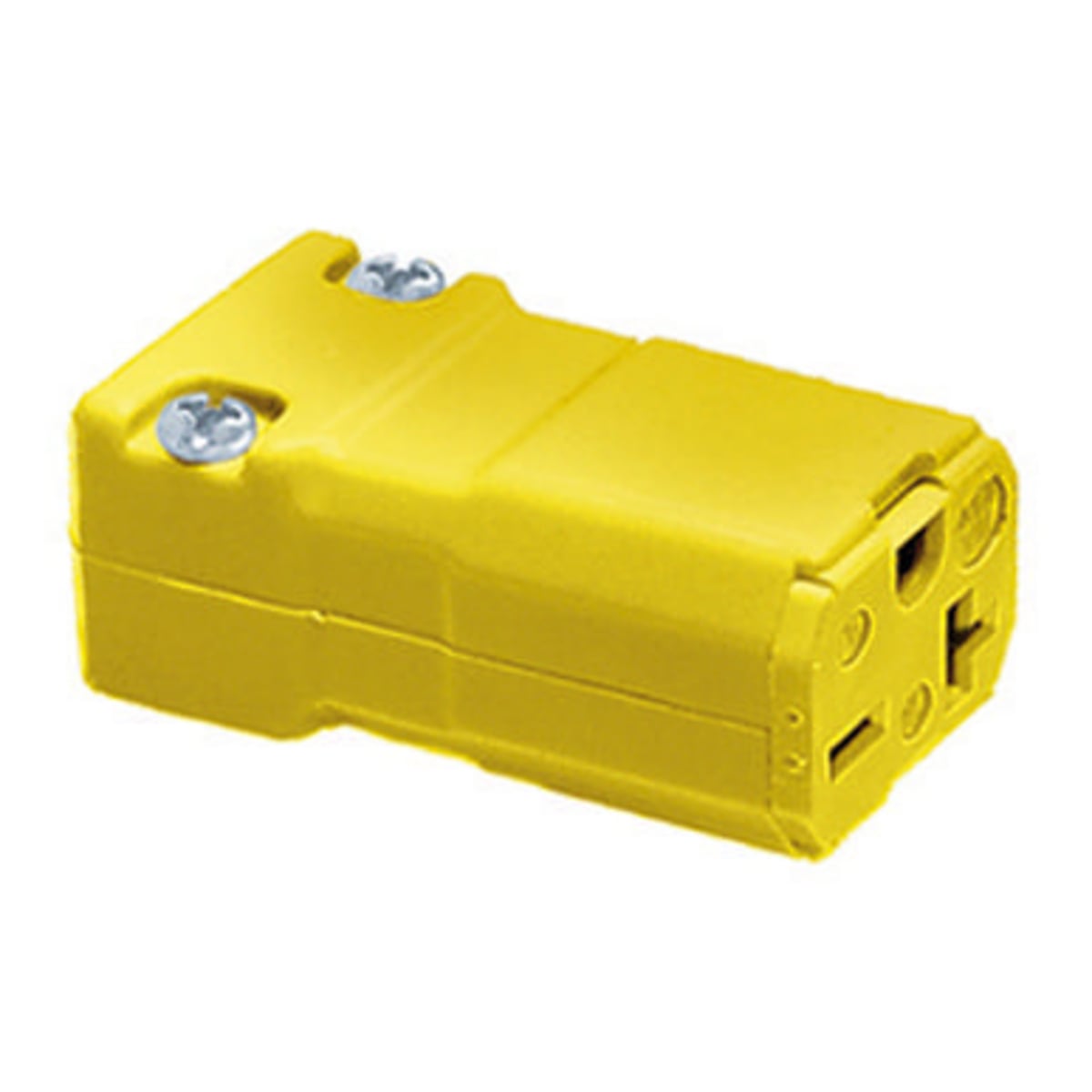 HBL5469VY Female Grounding Insulated Cord Mount Straight Blade Connector, 250 V AC, 20 A, 2 Poles, 3 Wires, Yellow