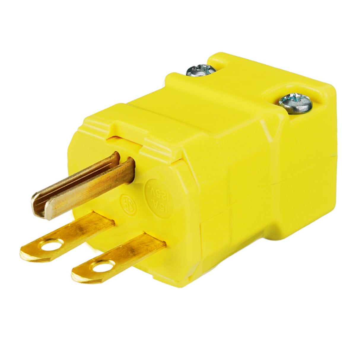 HBL5666VY 1-Phase Grounding Portable Standard Cord Mount Straight Blade Plug, 250 V AC, 15 A, 2 Poles, 3 Wires, Yellow