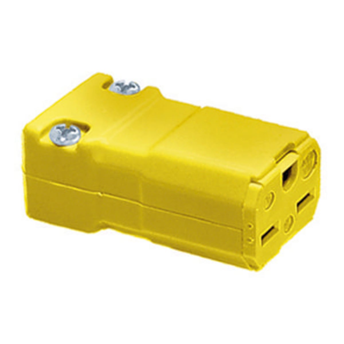 HBL5669VY Female Grounding Insulated Cord Mount Straight Blade Connector, 250 V AC, 15 A, 2 Poles, 3 Wires, Yellow