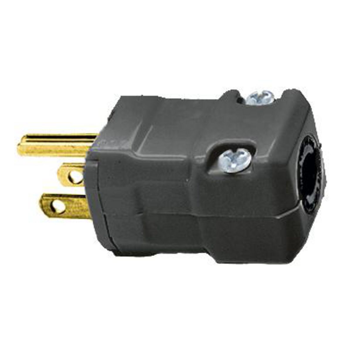 HBL5965VBLK 1-Phase Grounding Male Portable Standard Cord Mount Straight Blade Plug, 125 V AC, 15 A, 2 Poles, 3 Wires, Black