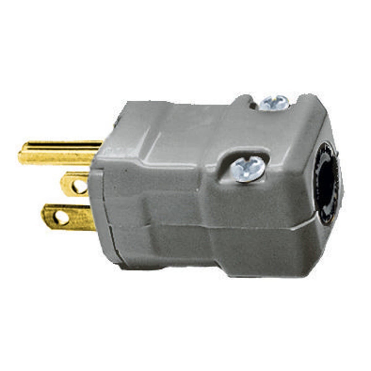 HBL5965VGY 1-Phase Grounding Male Portable Standard Cord Mount Straight Blade Plug, 125 V AC, 15 A, 2 Poles, 3 Wires, Gray