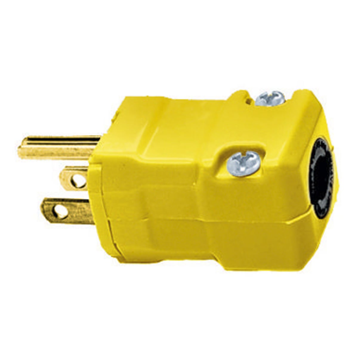 HBL5965VY 1-Phase Grounding Portable Standard Cord Mount Straight Blade Plug, 125 V AC, 15 A, 2 Poles, 3 Wires, Yellow