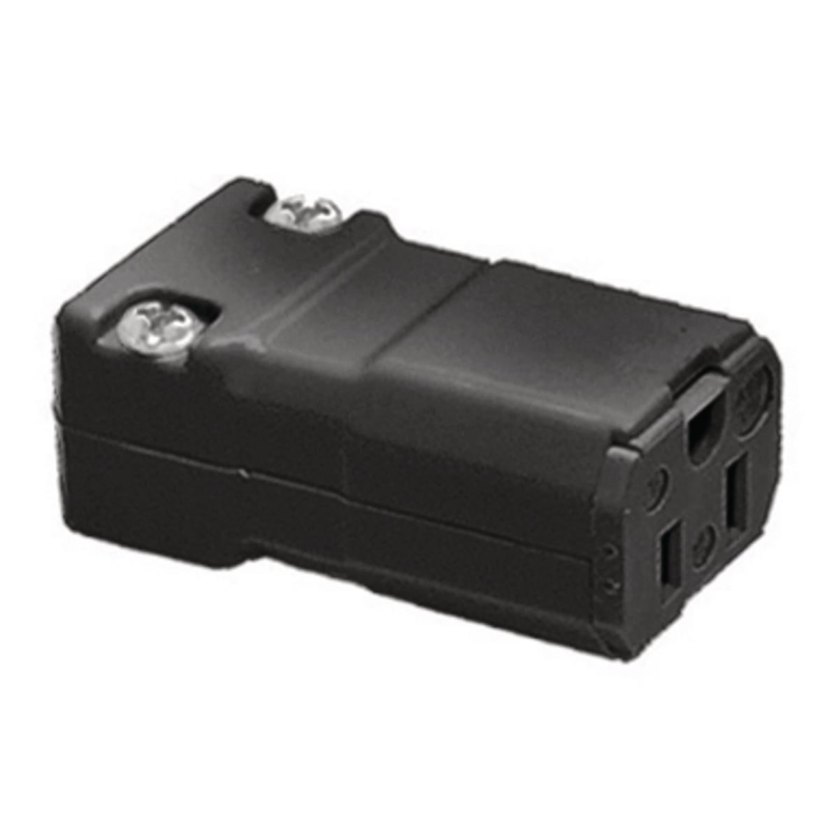 HBL5969VBLK Female Grounding Insulated Cord Mount Straight Blade Connector, 125 V AC, 15 A, 2 Poles, 3 Wires, Black