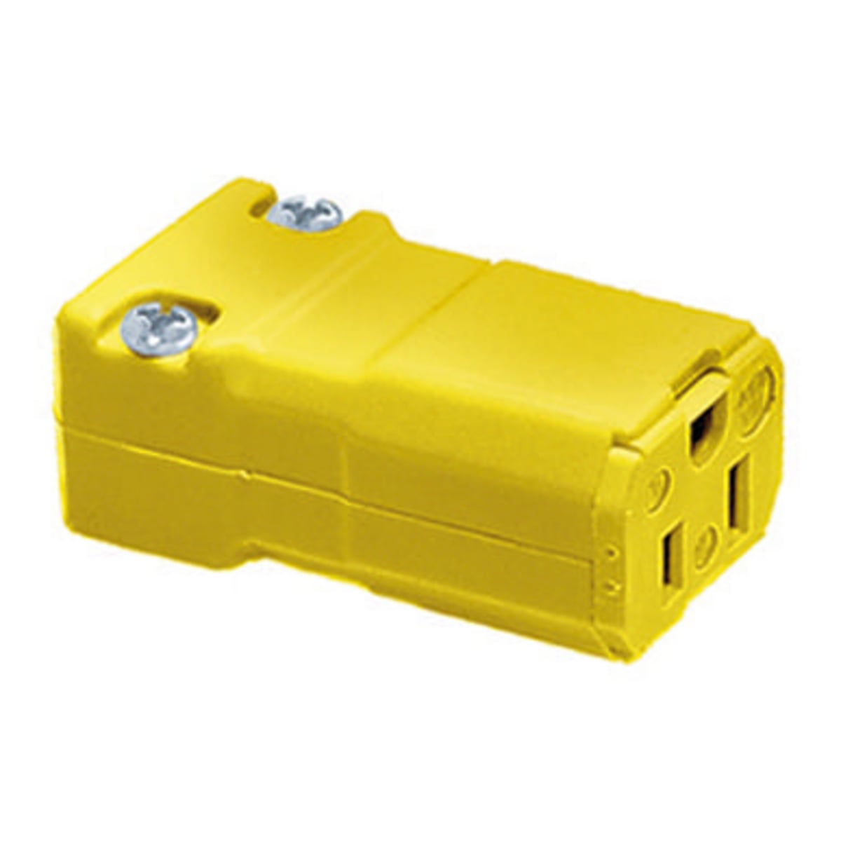 HBL5969VY Female Grounding Insulated Cord Mount Straight Blade Connector, 125 V AC, 15 A, 2 Poles, 3 Wires, Yellow