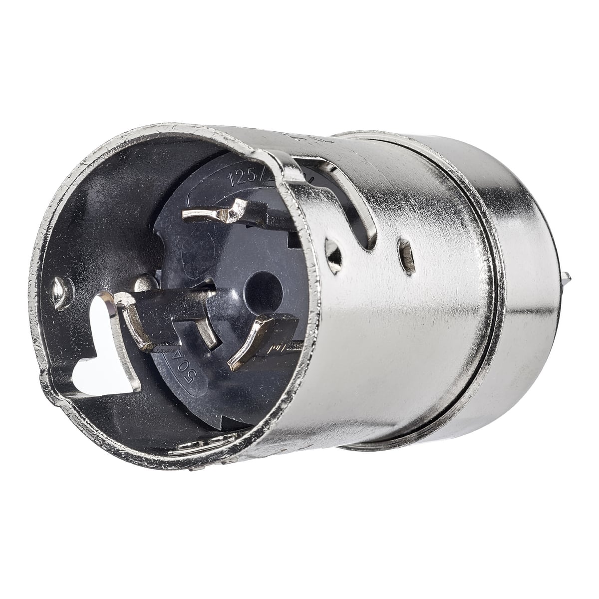HBL63CM65 HBL 1-Phase Grounding Cord Mount Locking Plug, 125/250 V AC, 50 A, 3 Poles, 4 Wires, Metallic
