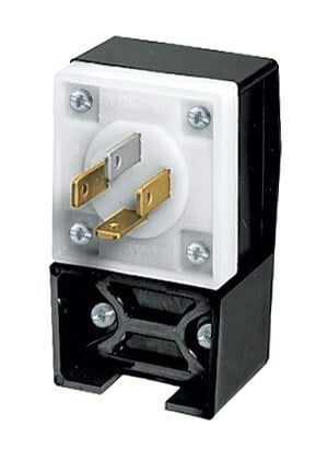 HBL7251C 3-Phase Angled Heavy Duty Non-Grounding Male Cord Mount Straight Blade Plug, 120/208 V AC, 20 A, 4 Poles, 4 Wires, Black