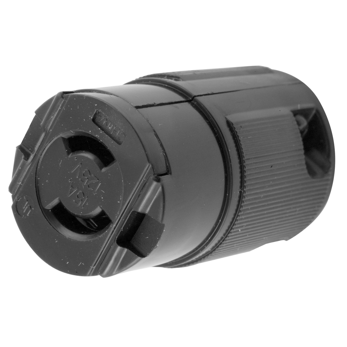 HBL7464V HBL Grounding Heavy Duty Cord Mount Locking Connector, 125 V AC, 15 A, 2 Poles, 2 Wires, Black