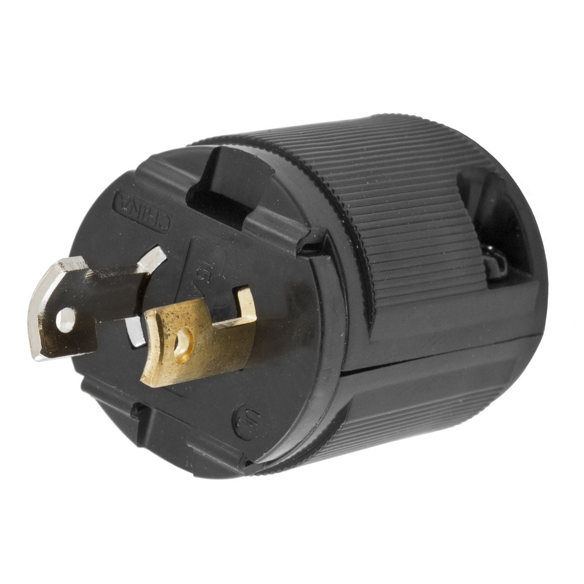 HBL7465V HBL 1-Phase Male Non-Grounding Standard Cord Mount Midget Locking Plug, 125 V AC, 15 A, 2 Poles, 2 Wires, Black