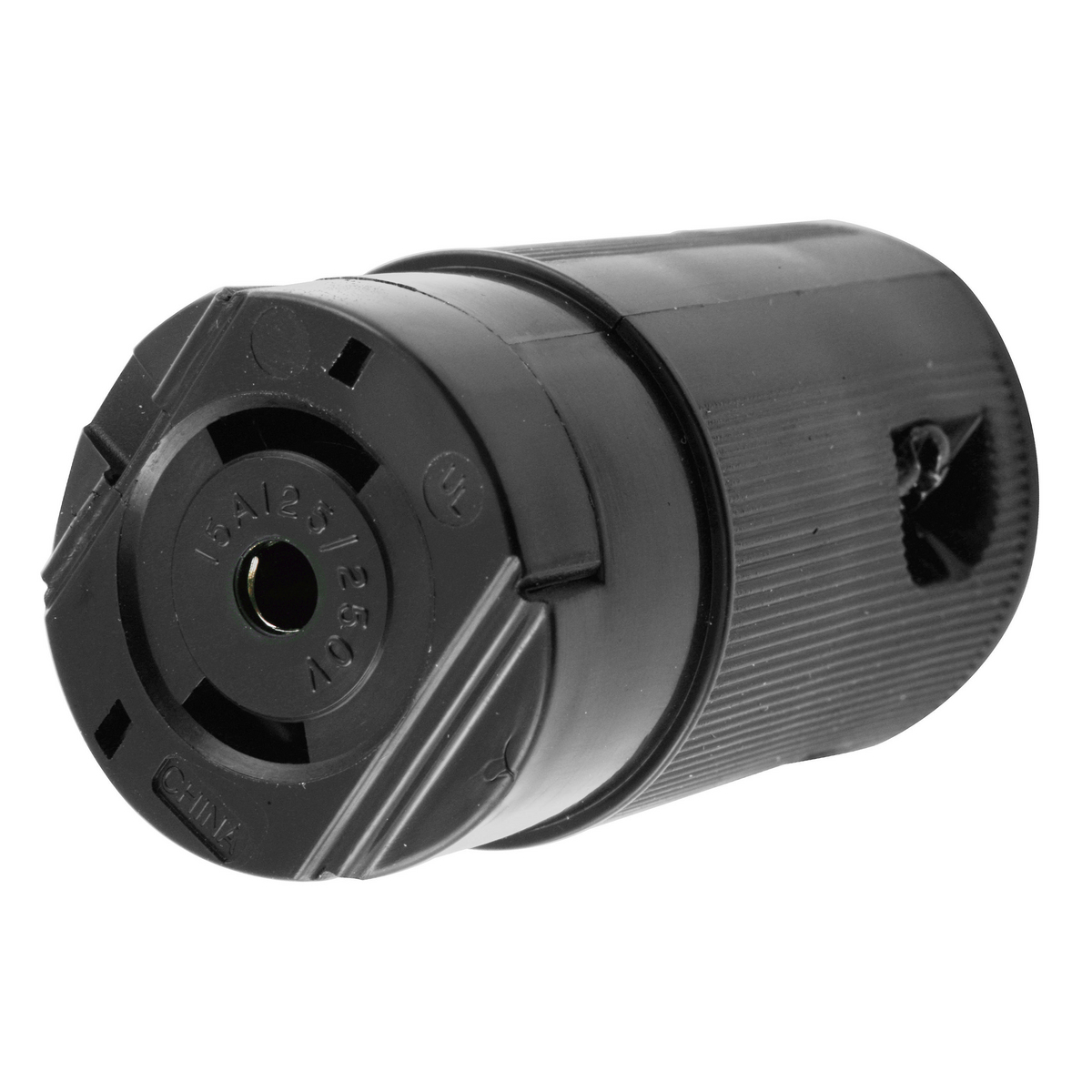 HBL7484V HBL Heavy Duty Non-Grounding Cord Mount Locking Connector, 125/250 V AC, 15 A, 3 Poles, 3 Wires, Black