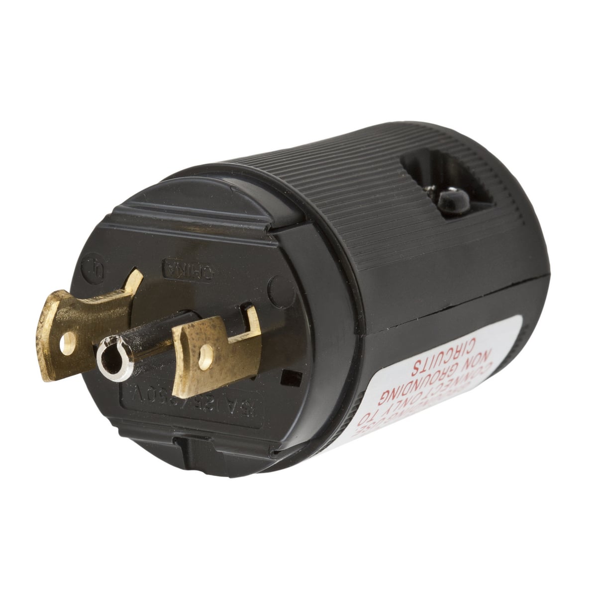 HBL7485V 1-Phase Non-Grounding Cord Mount Locking Plug, 125/250 V AC, 15 A, 3 Poles, 3 Wires, Black