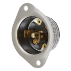 Locking Devices, Midget Twist-Lock?, Industrial, Flanged Inlet, 15A 125/250V AC, 3-Pole 3-Wire Non Grounding, NEMA ML-3P, Screw Terminal, Stainless Steel Flange.