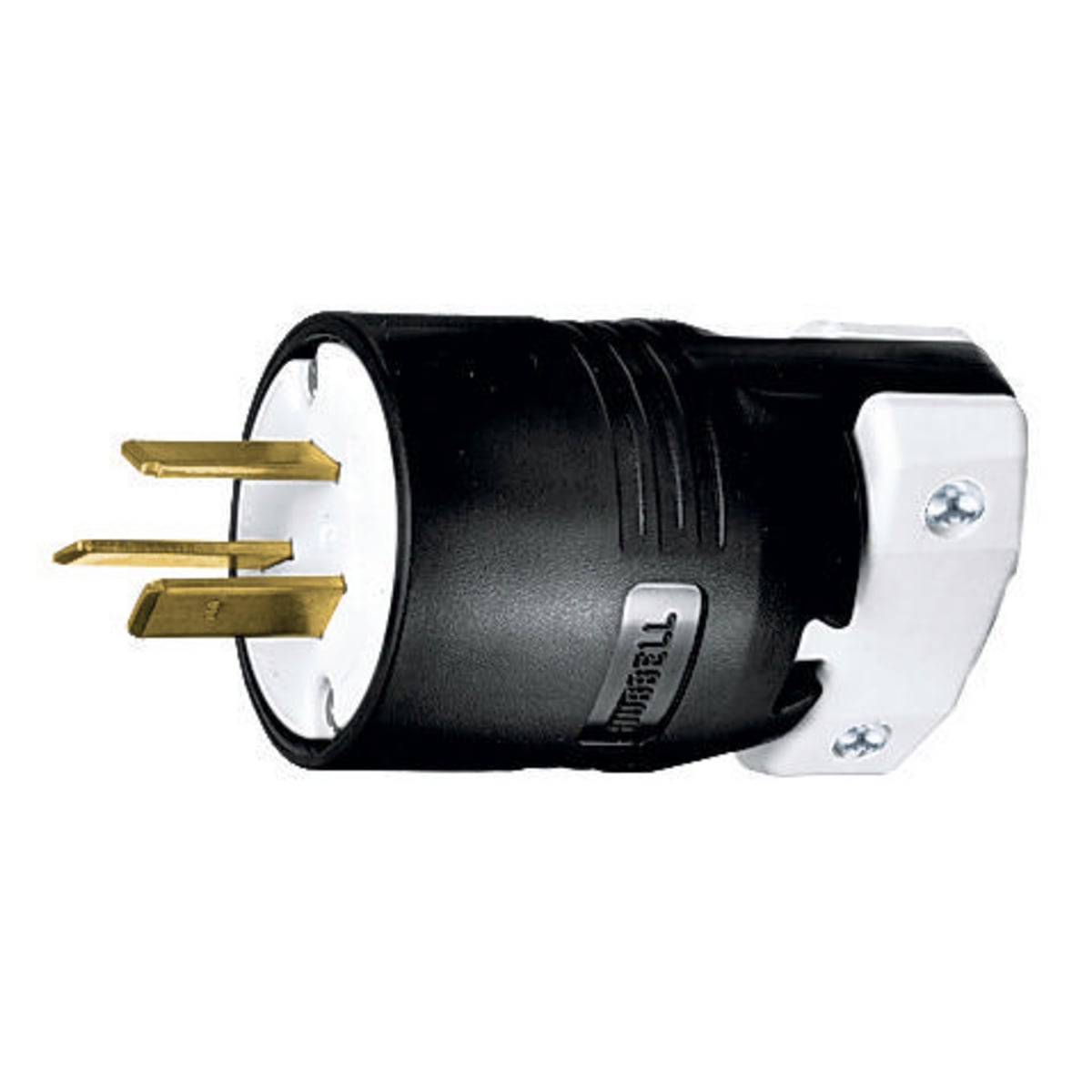 HBL7513C 1-Phase Heavy Duty Non-Grounding Male Cord Mount Straight Blade Plug, 125/250 V AC, 50 A, 3 Poles, 3 Wires, Black