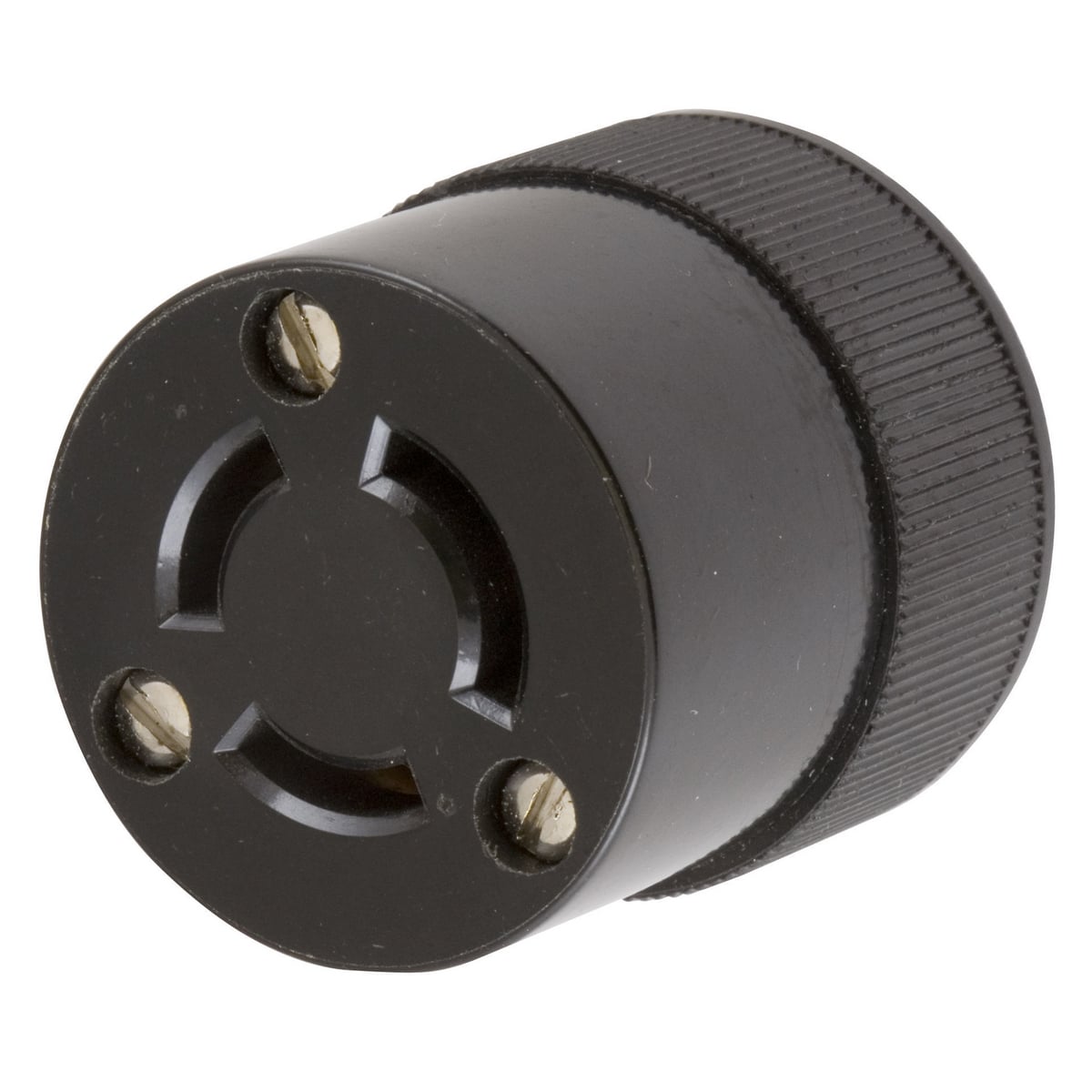 HBL7555 Female Non-Grounding Standard Cord Mount Locking Connector, 125/250 V AC, 10 A, 3 Poles, 3 Wires, Black