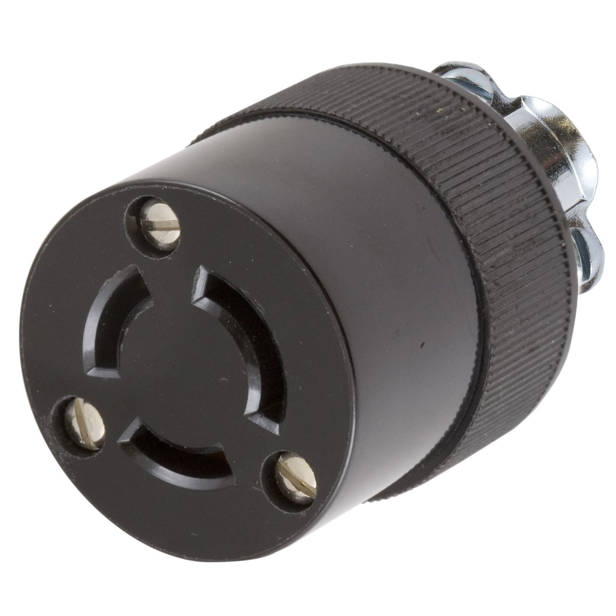 HBL7555G Heavy Duty Isolated Grounding Standard Sized Cord Mount Female Connector, 250/125 VAC, 10/15 A, 2 Poles, 3 Wires, Black