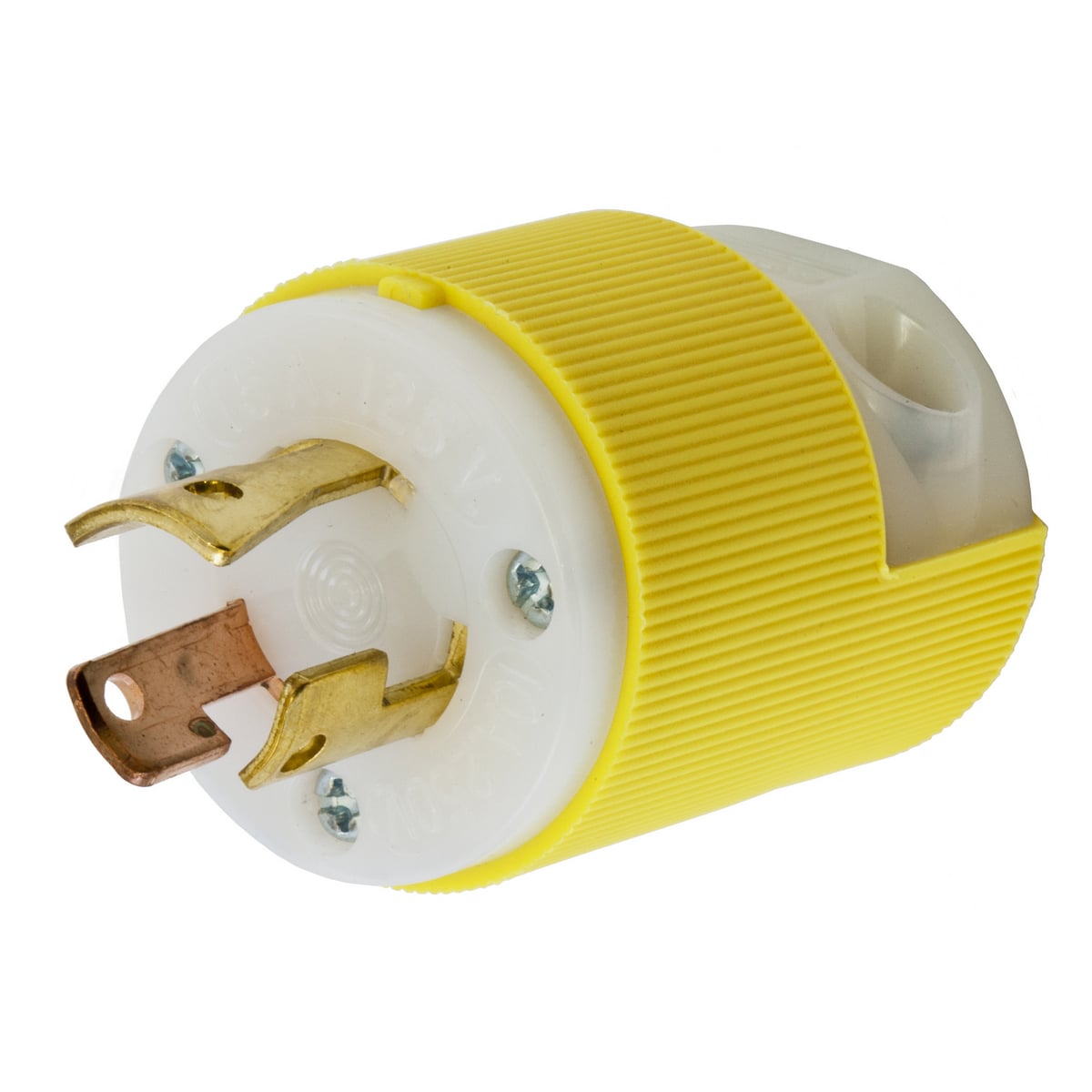 HBL7567CY 1-Phase Male Non-Grounding Standard Cord Mount Locking Plug, 125/250 V AC, 10 A, 3 Poles, 3 Wires, Yellow