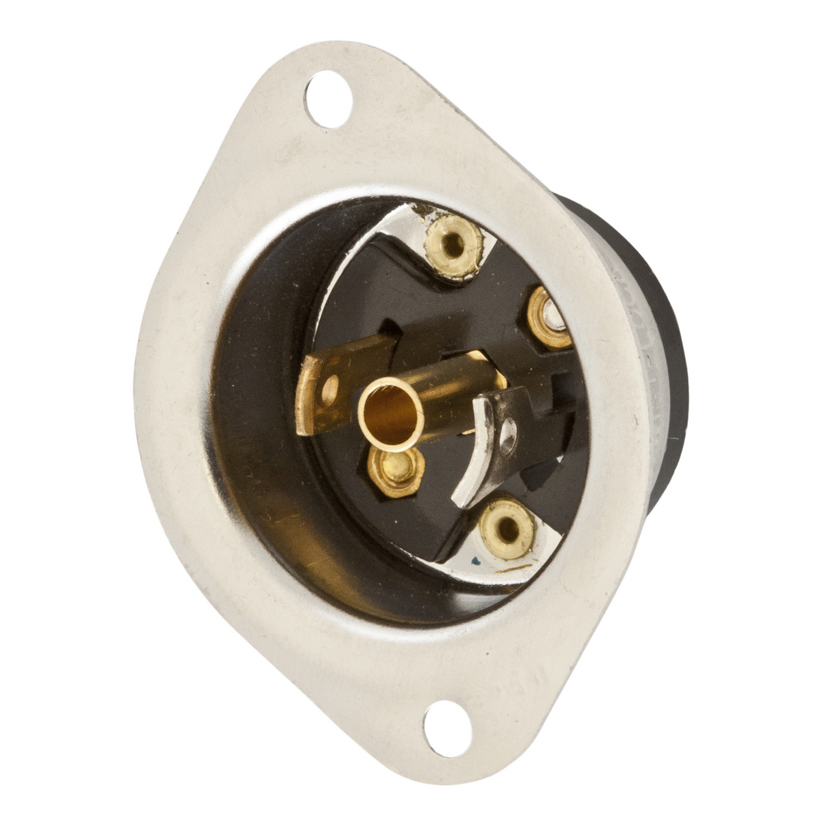 HBL7595 HBL Locking Flanged Inlet, 125 V AC, 15 A, 2 Poles, 3 Wires, Black