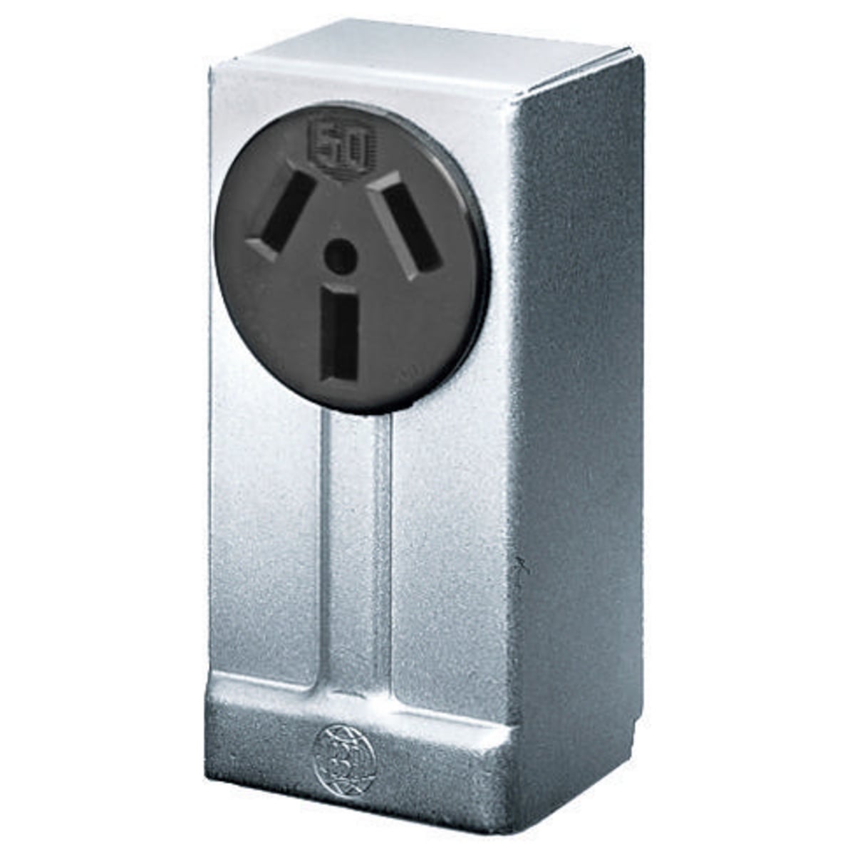 HBL7940 1-Phase Heavy Duty Non-Grounding Standard Screw Mount Straight Blade Receptacle, 125/250 V AC, 50 A, 3 Poles, 3 Wires, Black