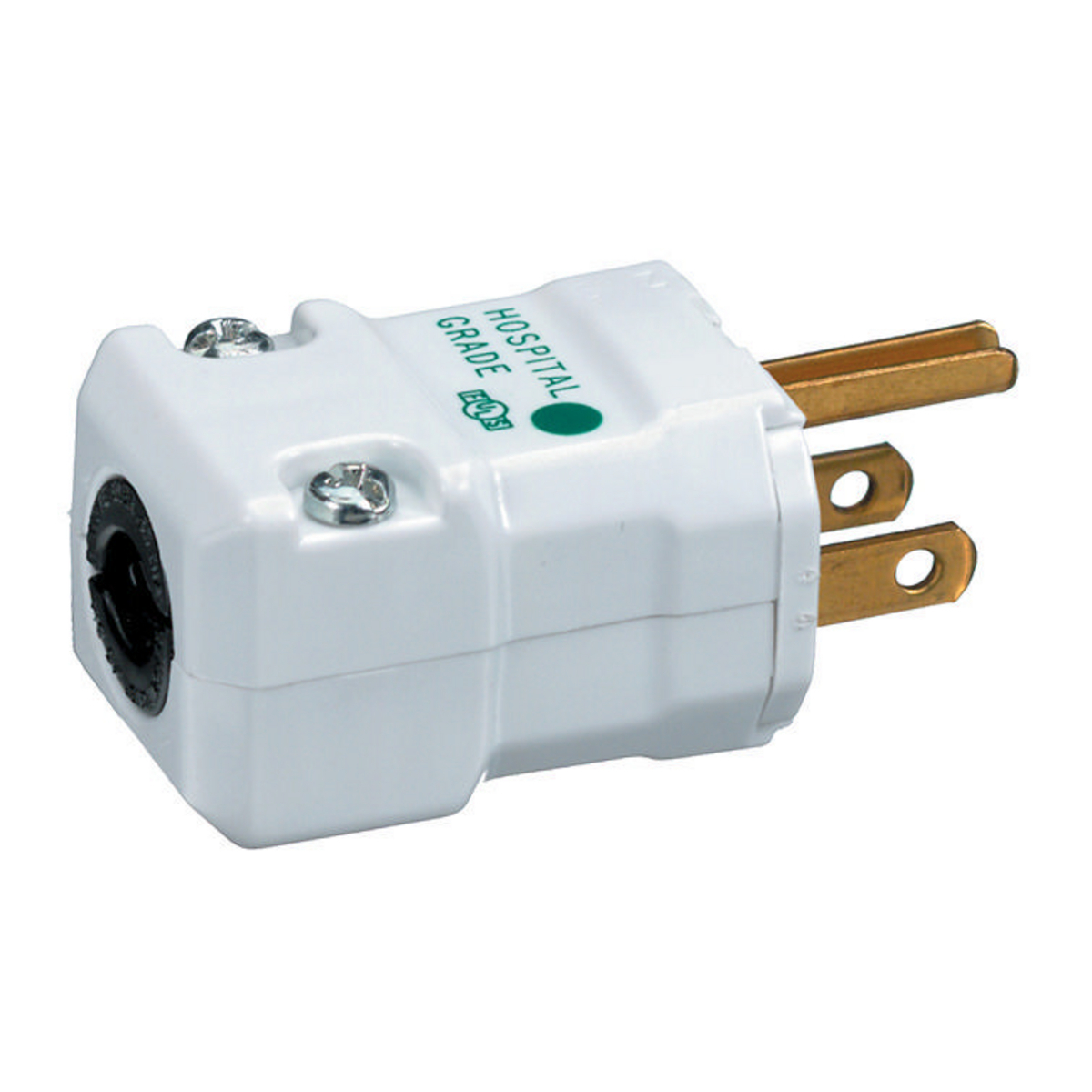 HBL8115V 1-Phase Grounding Standard Cord Mount Straight Blade Plug, 125 V AC, 15 A, 2 Poles, 3 Wires, White