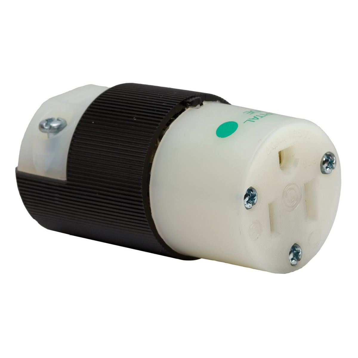 HBL8219C Female Standard Sized Cord Mount Straight Blade Connector, 125 V AC, 15 A, 2 Poles, 3 Wires, Black/White