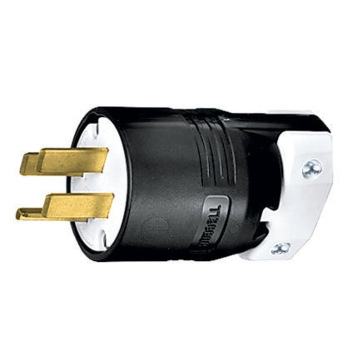 HBL8331C 3-Phase Heavy Duty Male Non-Grounding Cord Mount Straight Blade Plug, 120/208 V AC, 30 A, 4 Poles, 4 Wires, Black