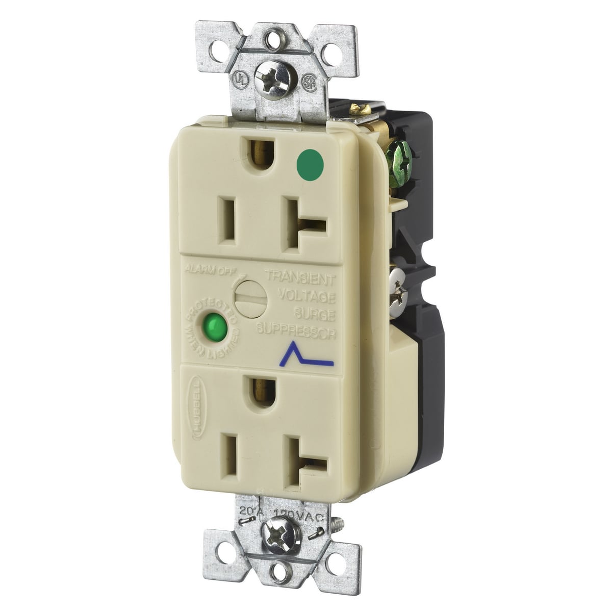 HBL8362ISA Decorator Duplex Receptacle, 125 V AC, 20 A, 60 Hz, 1 Phase