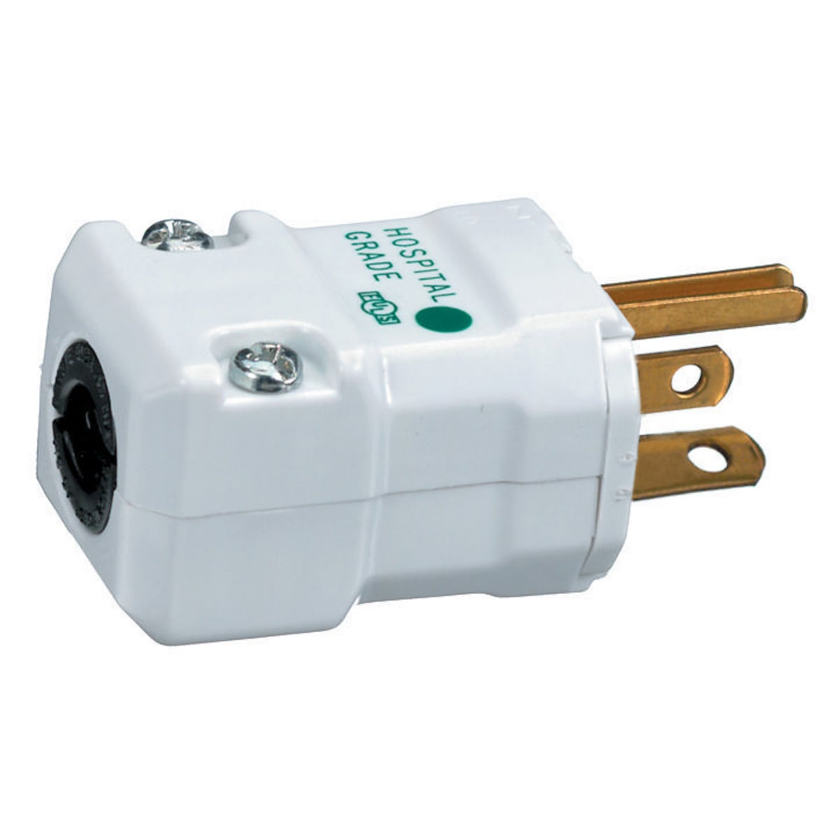 HBL8364V 1-Phase Grounding Male Cord Mount Straight Blade Plug, 125 V AC, 20 A, 2 Poles, 3 Wires, White