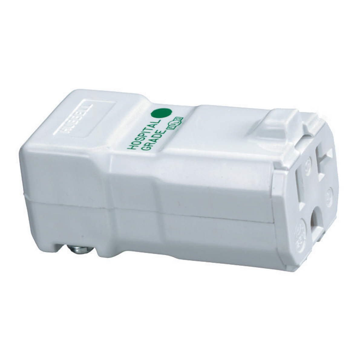 HBL8369V Straight Blade Connector, 125 VAC, 20 A, 2 Poles, 3 Wires, White